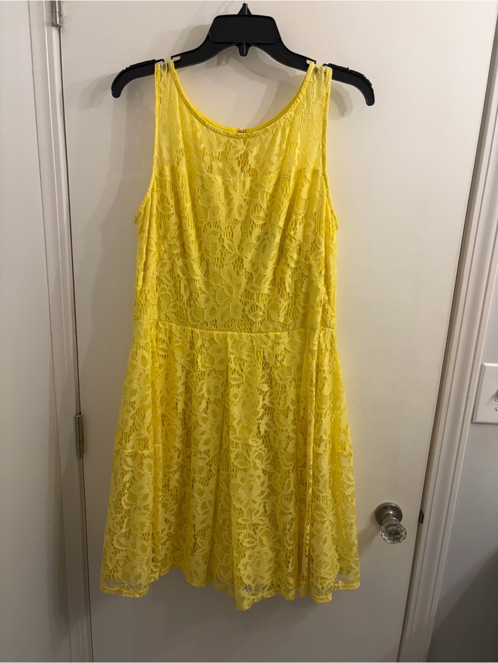 Roz & Ali Sunlit Yellow Lace Fit-and-Flare Mini Dress
